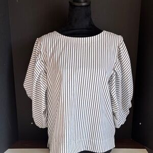Anthropologie Ivory Top with Ebony Stripes